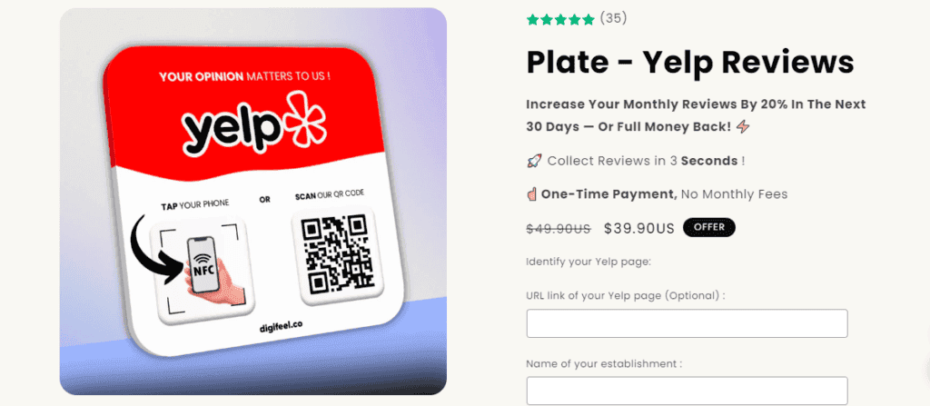 Digifeel Yelp Review Plates