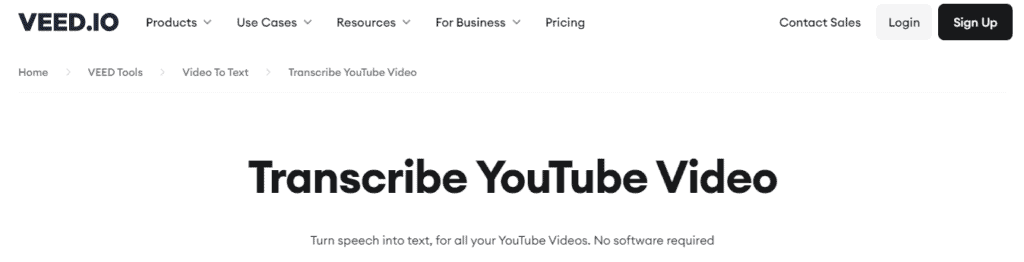 VEED.IO YouTube-to-Text Transcript Generator