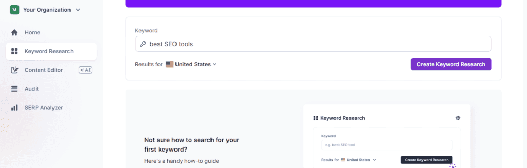 Surfer SEO Keyword Research - best SEO tools