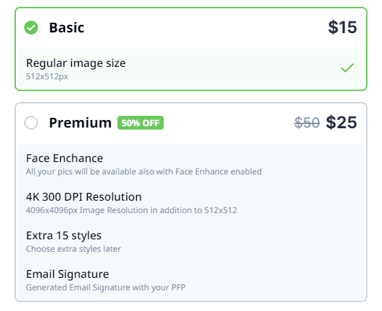 PFPMaker AI Headshot Generator Pricing