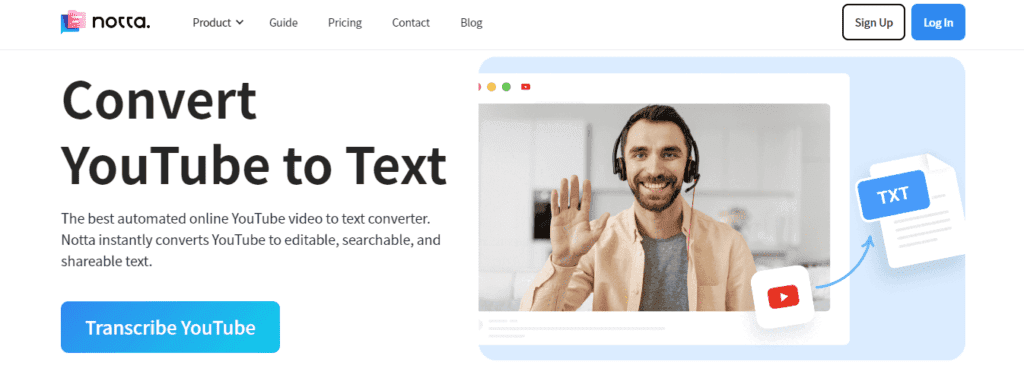 Notta YouTube to Text