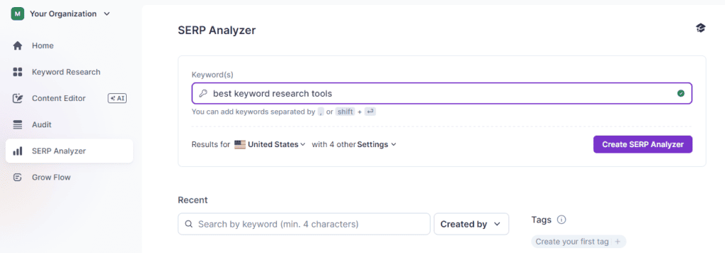 Surfer SEO SERP Analyzer