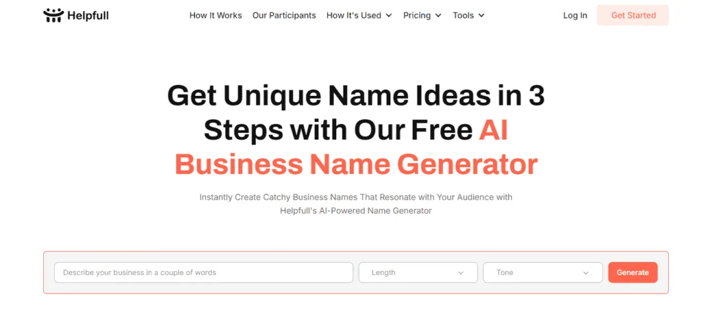 Helpfull's AI Business Name Generator