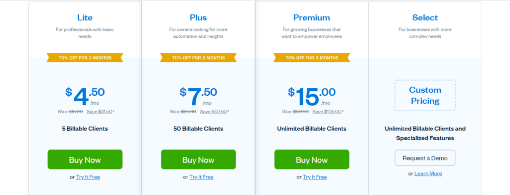 Freshbooks Pricing