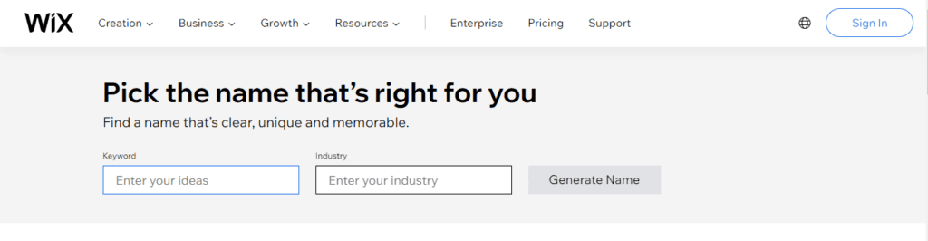 Wix Business Name Generator