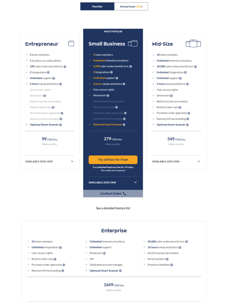 inFlow Pricing