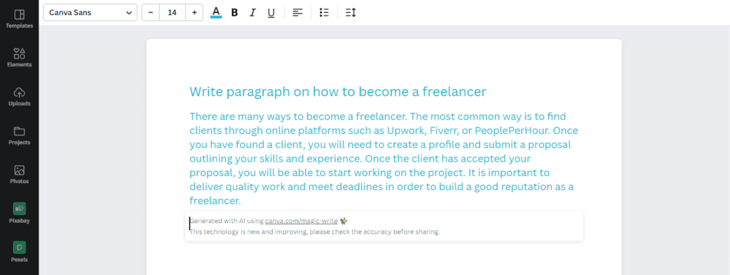 Canva Docs example