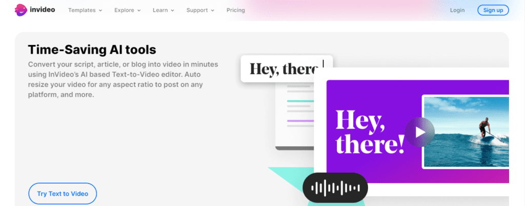 InVideo AI Text to Video tool