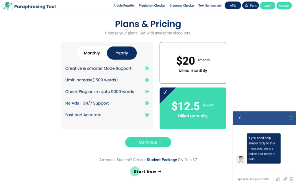 Paraphraser.io Pricing