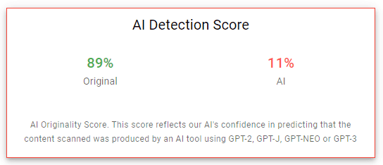 Originality.AI人工智能检测报告