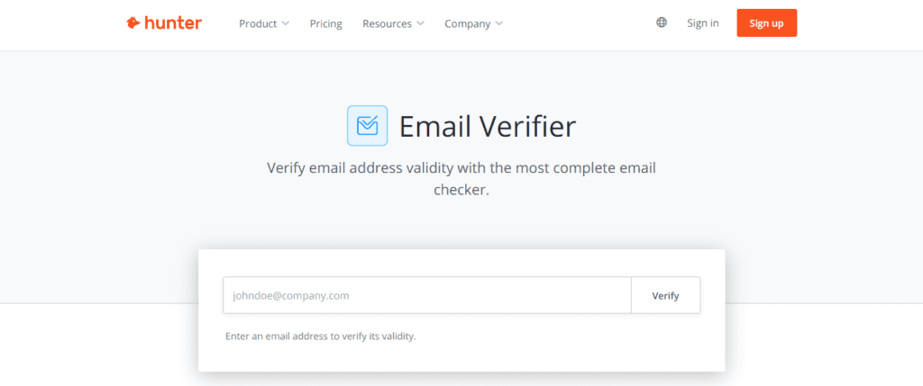 Verificador de e-mail Hunter.io