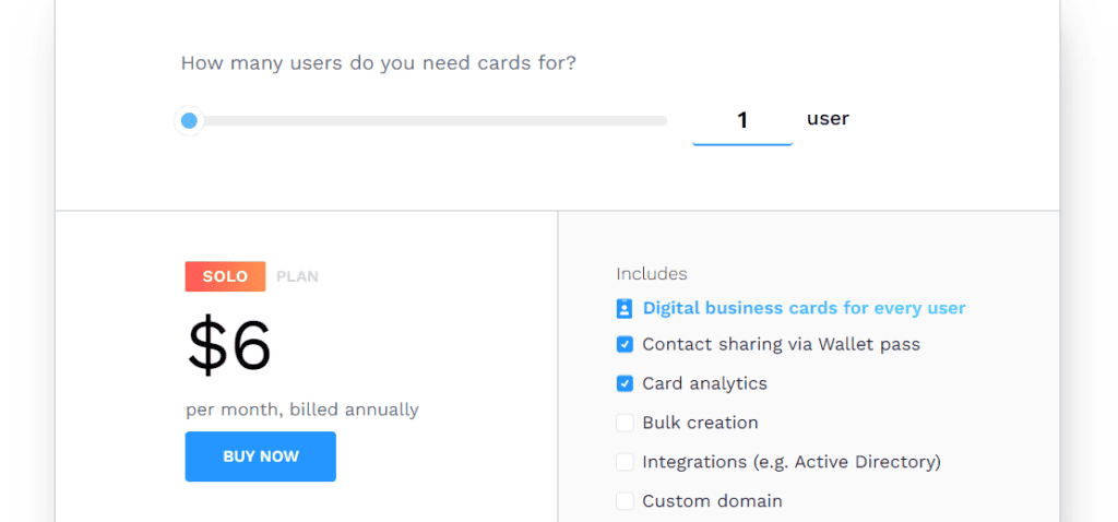 Beaconstac Digital Business Card Pricing