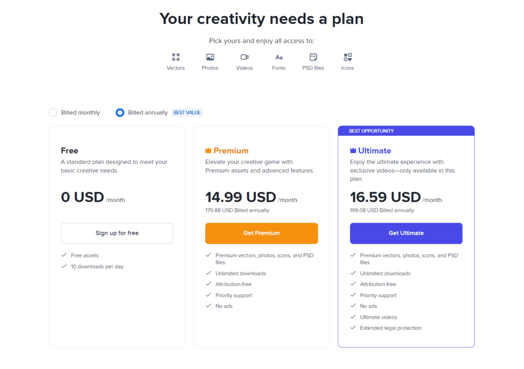 Freepik Pricing