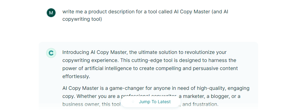 Chat by Copy.ai Example