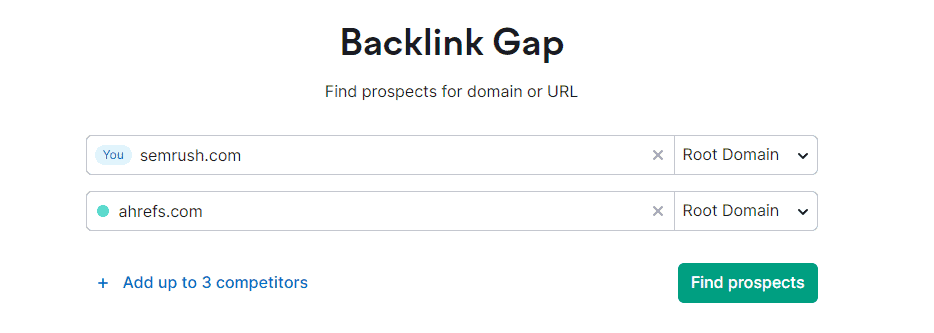 Semrush Backlink Gap