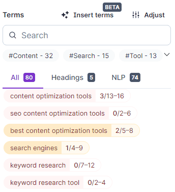 Surfer SEO Content Editor - Best Content Optimization Tools - Semantic Keywords
