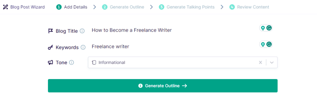 Copy.ai Blog-Post-Assistent