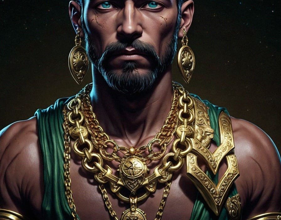 Exemplo de arte AI 2 de um homem vestindo ouro