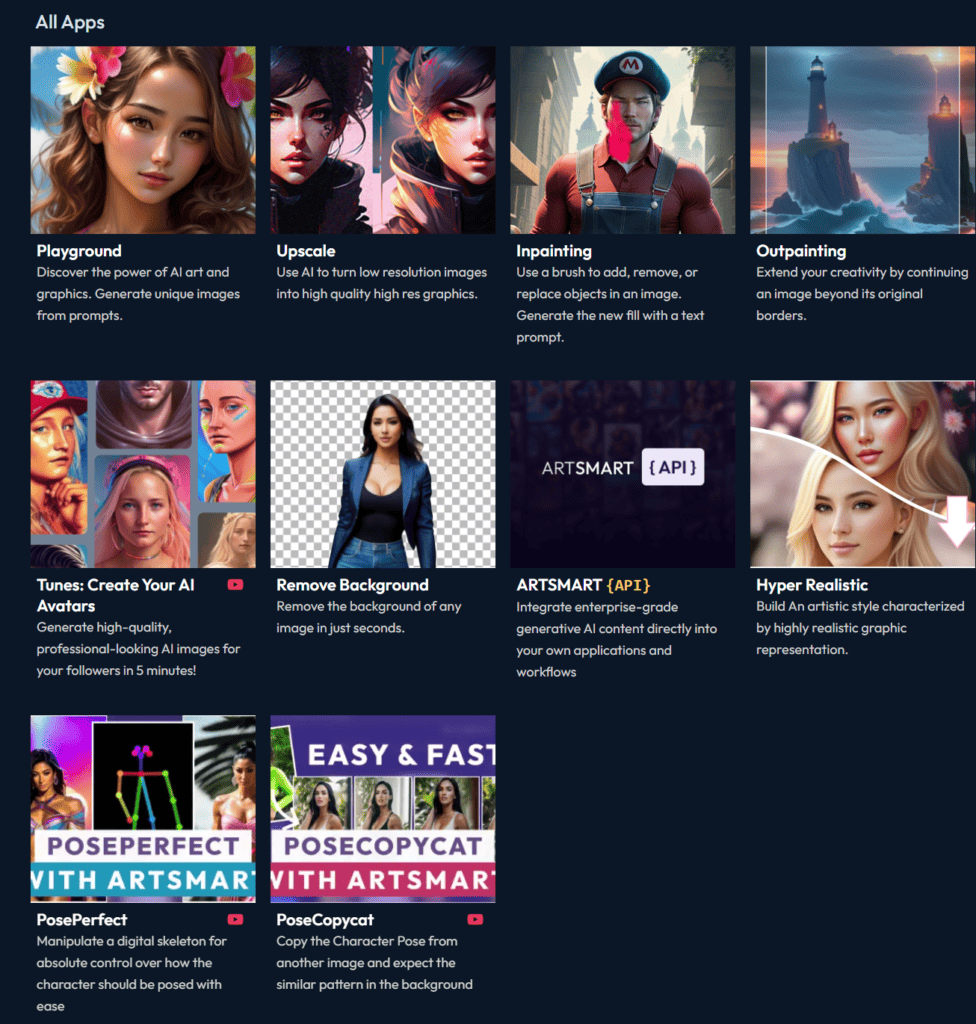 ArtSmart AI Toutes les applications disponibles