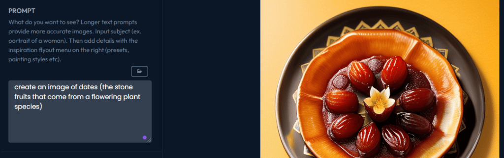 Crie uma imagem de tâmaras (os frutos de caroço que vêm de uma espécie de planta com flores)