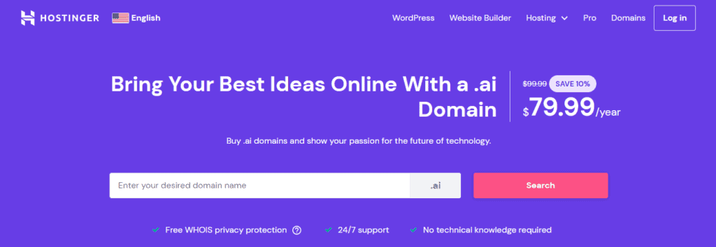 Hostinger .ai 域名注册