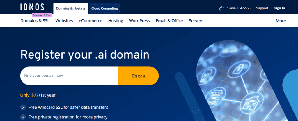 IONOS .ai Domain-Registrierung
