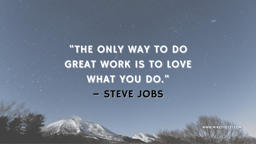 "The only way to do great work is to love what you do." – Steve Jobs