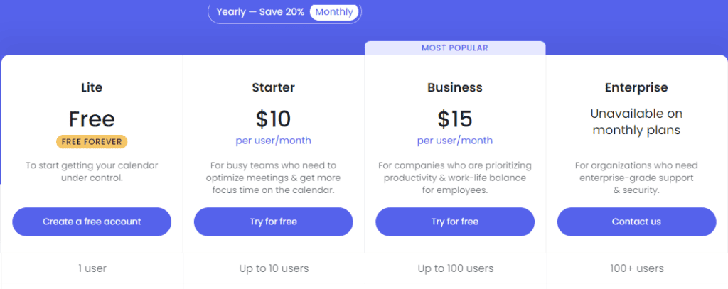 Reclaim AI Pricing