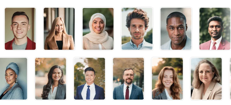 Beispiele für KI-generierte Headshots von Aragon AI