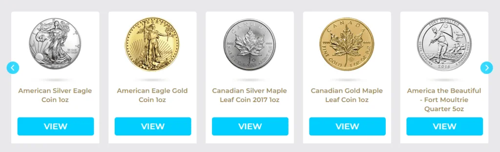 Productos de oro y plata de Augusta Precious Metals