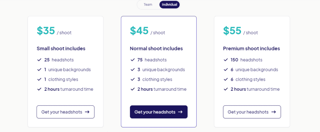 تسعير Headshot Pro