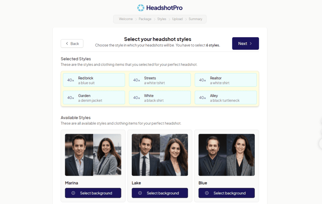 Headshot Pro اختيار الخلفية