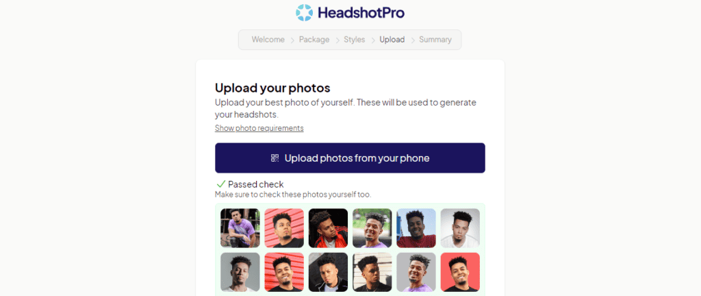 Upload to Headshot Pro