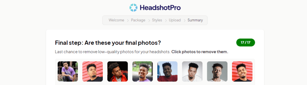 ملخص المراجعة على Headshot Pro